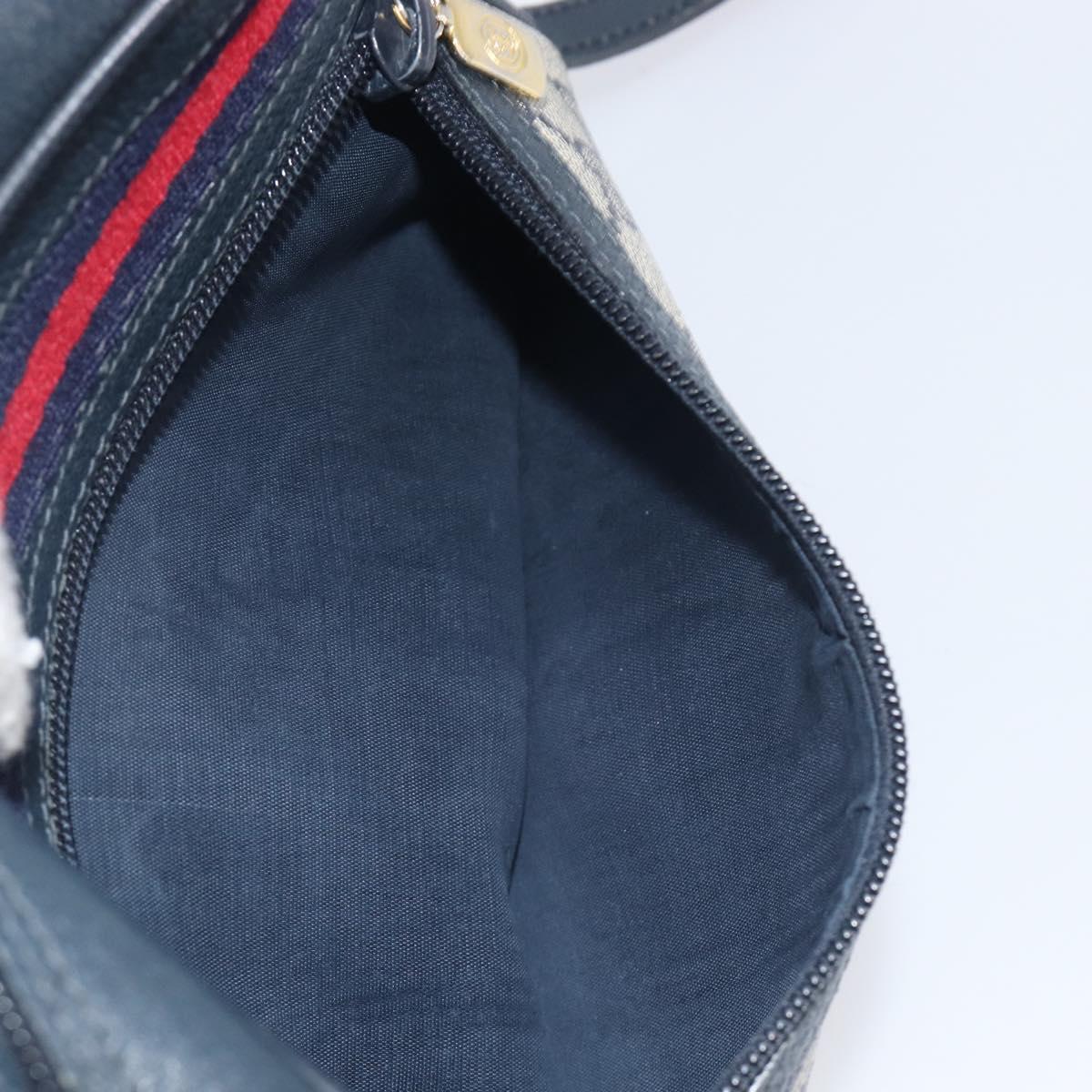 GUCCI GG Supreme Sherry Line Shoulder Bag PVC Navy Gold 56 02 087 Auth 211935