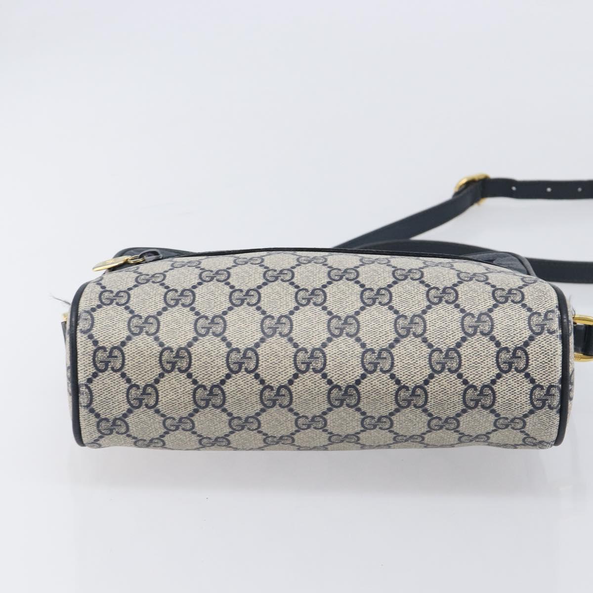 GUCCI GG Supreme Sherry Line Shoulder Bag PVC Navy Gold 56 02 087 Auth 211935