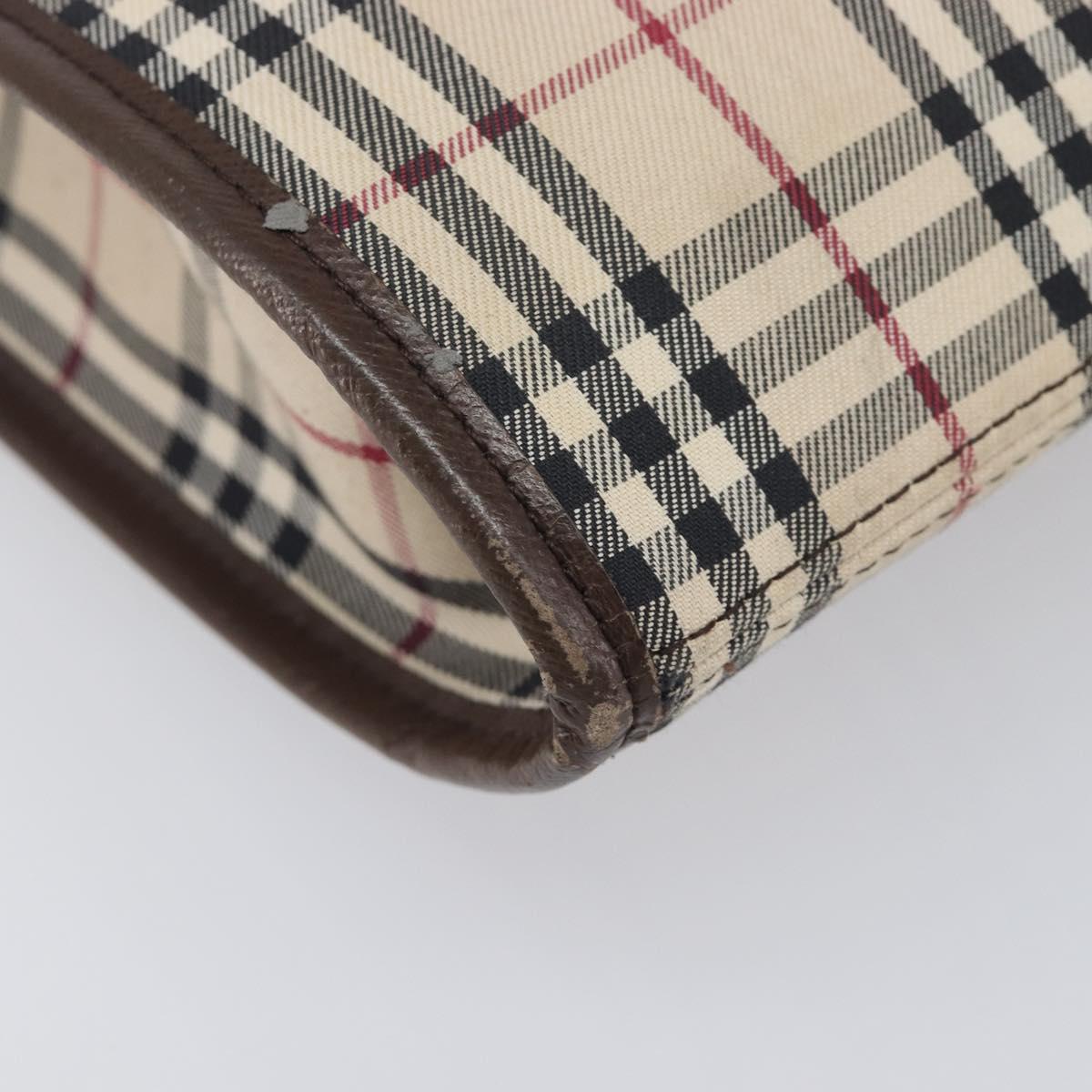 BURBERRY Nova Check Shoulder Bag Canvas Beige Silver Auth 211941
