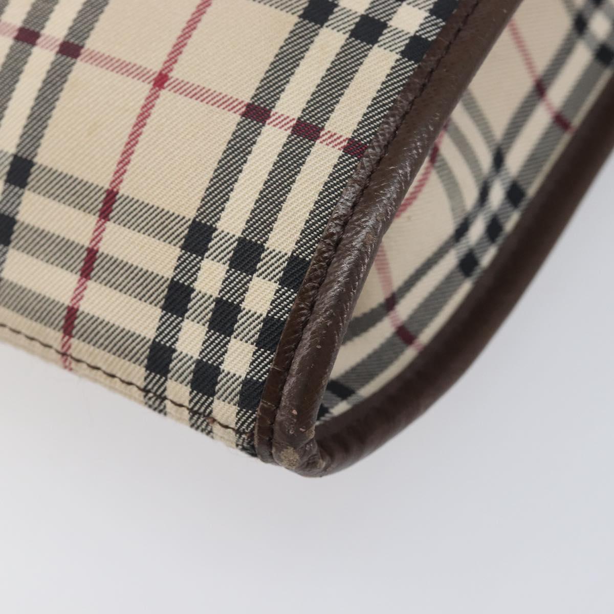 BURBERRY Nova Check Shoulder Bag Canvas Beige Silver Auth 211941