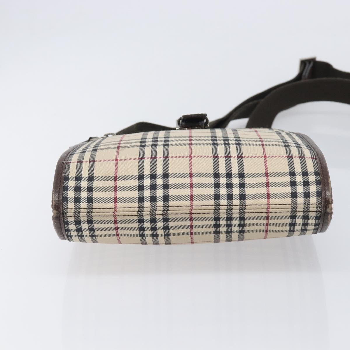 BURBERRY Nova Check Shoulder Bag Canvas Beige Silver Auth 211941