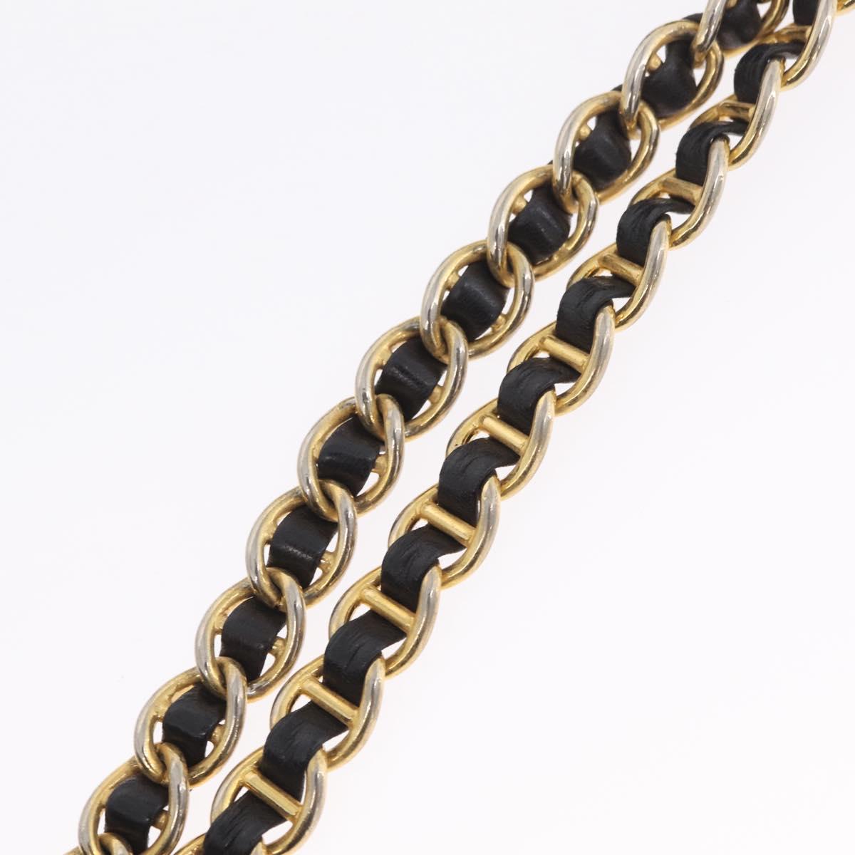 PRADA Chain Shoulder Bag Nylon Black Gold Auth 211942