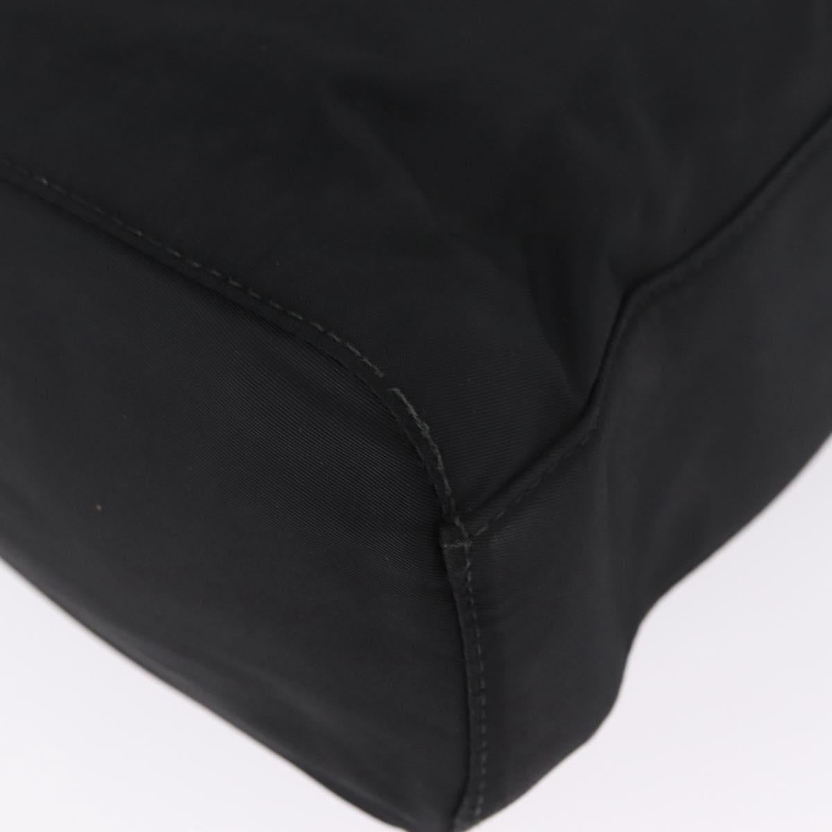 PRADA Chain Shoulder Bag Nylon Black Gold Auth 211942