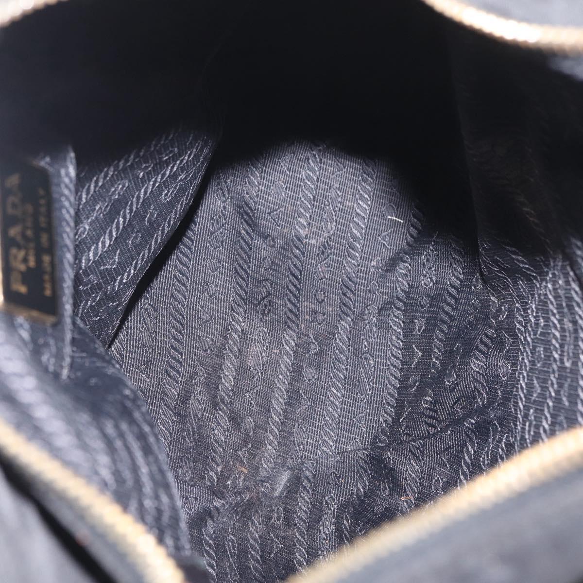 PRADA Chain Shoulder Bag Nylon Black Gold Auth 211942