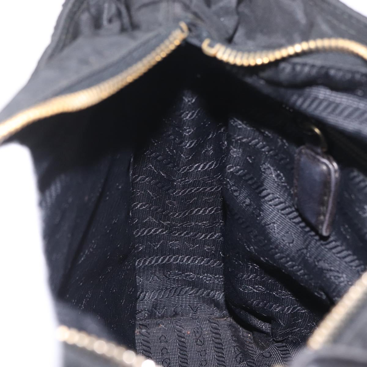 PRADA Chain Shoulder Bag Nylon Black Gold Auth 211942