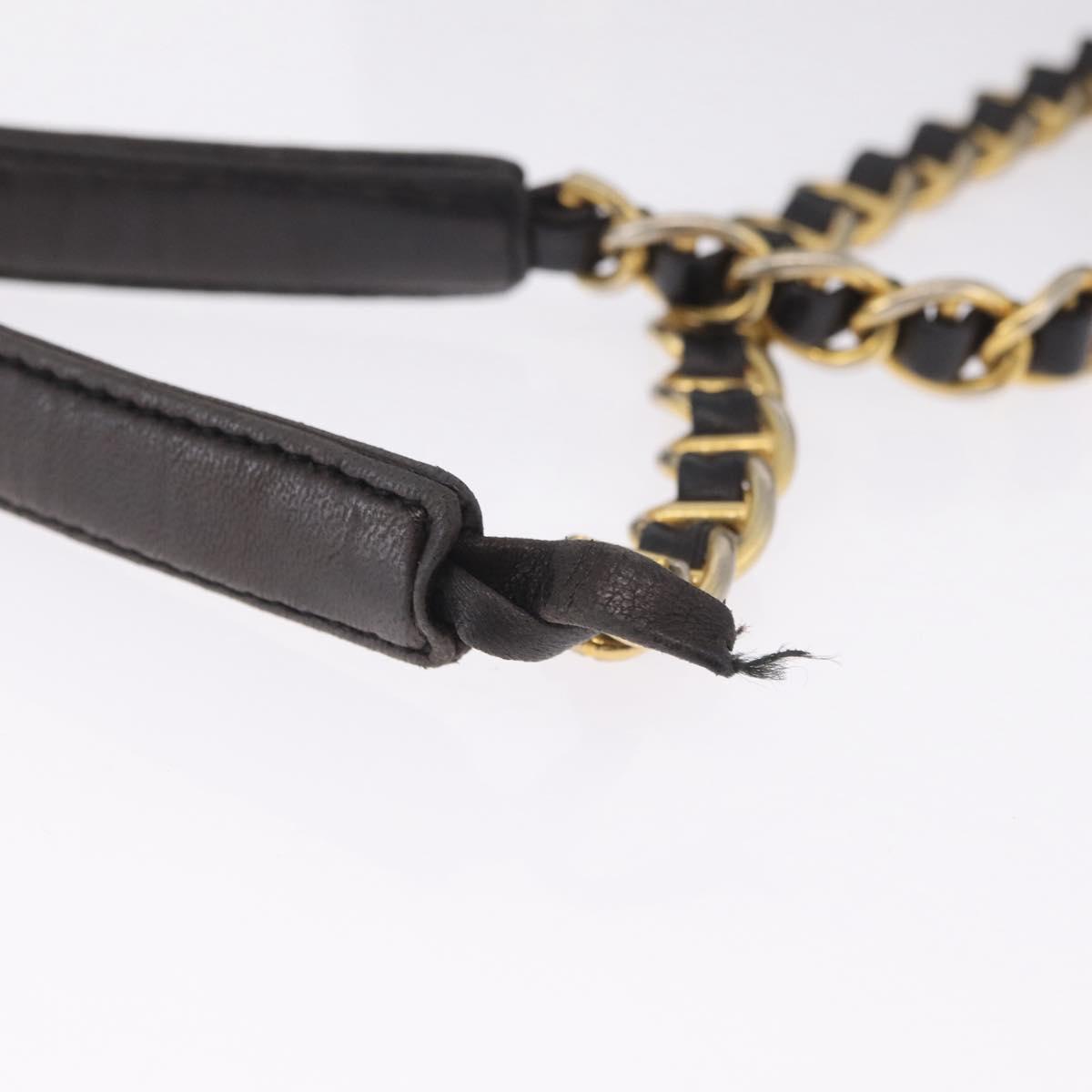 PRADA Chain Shoulder Bag Nylon Black Gold Auth 211942