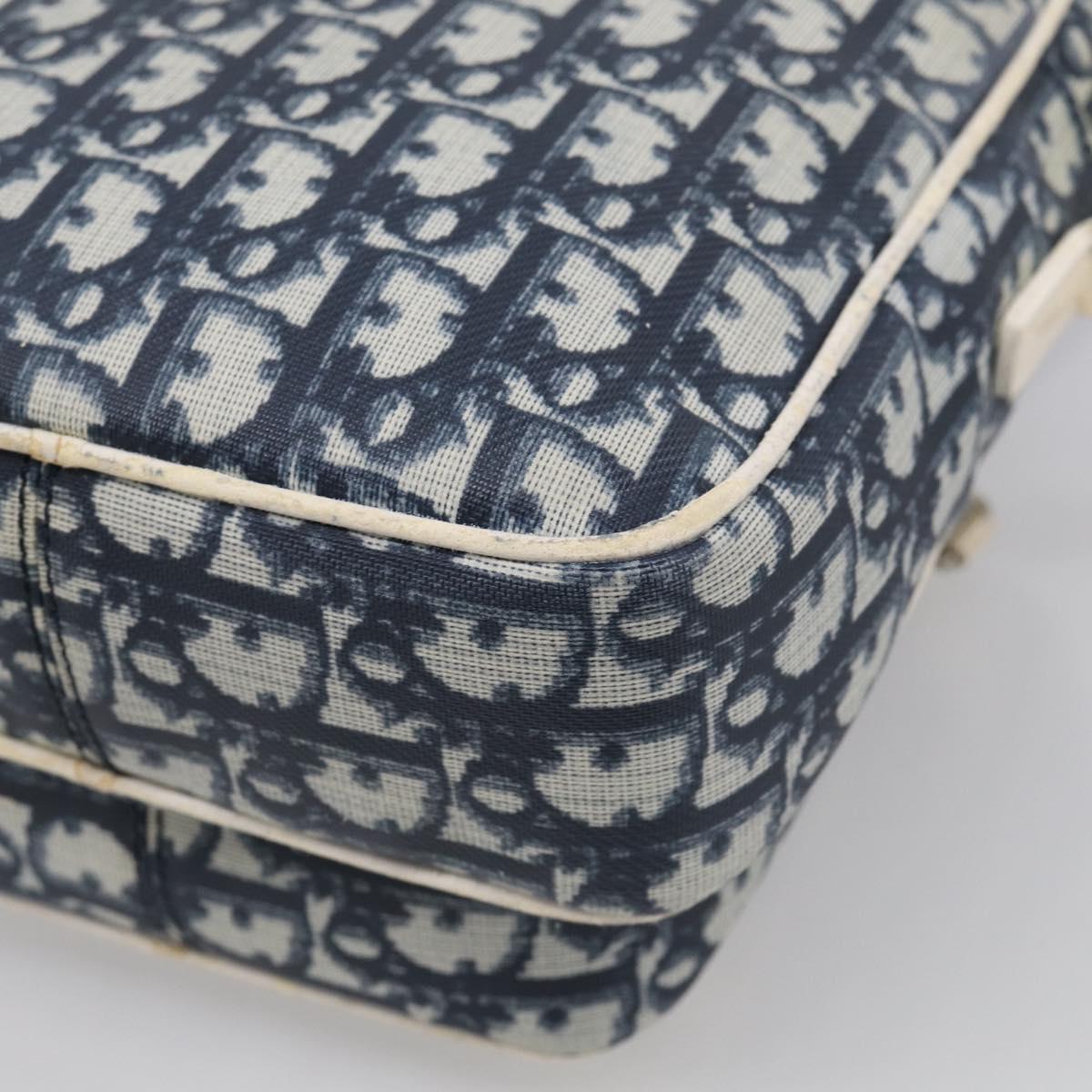 Christian Dior Trotter Canvas Shoulder Bag PVC Blue Silver Auth 211947