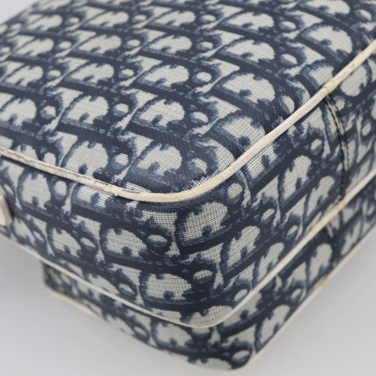 Christian Dior Trotter Canvas Shoulder Bag PVC Blue Silver Auth 211947