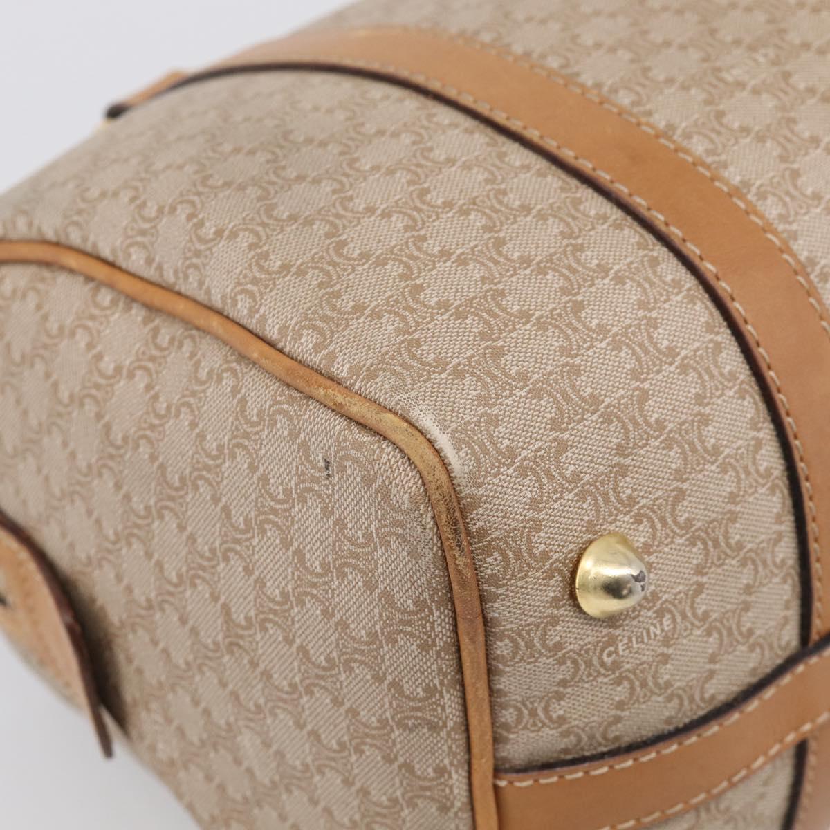 CELINE Macadam Canvas Hand Bag PVC Beige Gold Auth 211949