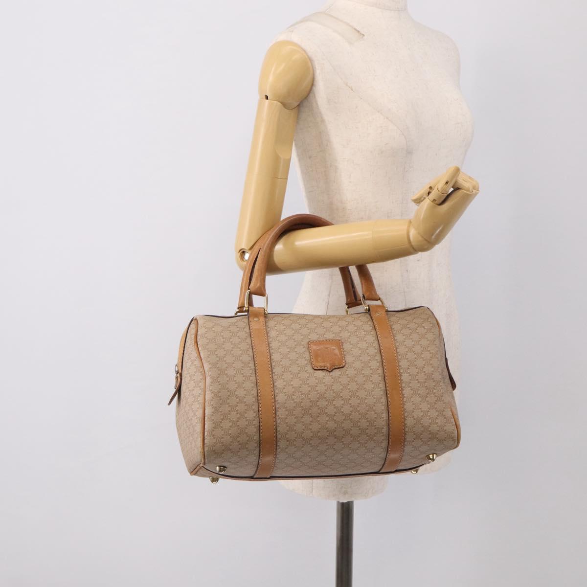 CELINE Macadam Canvas Hand Bag PVC Beige Gold Auth 211949