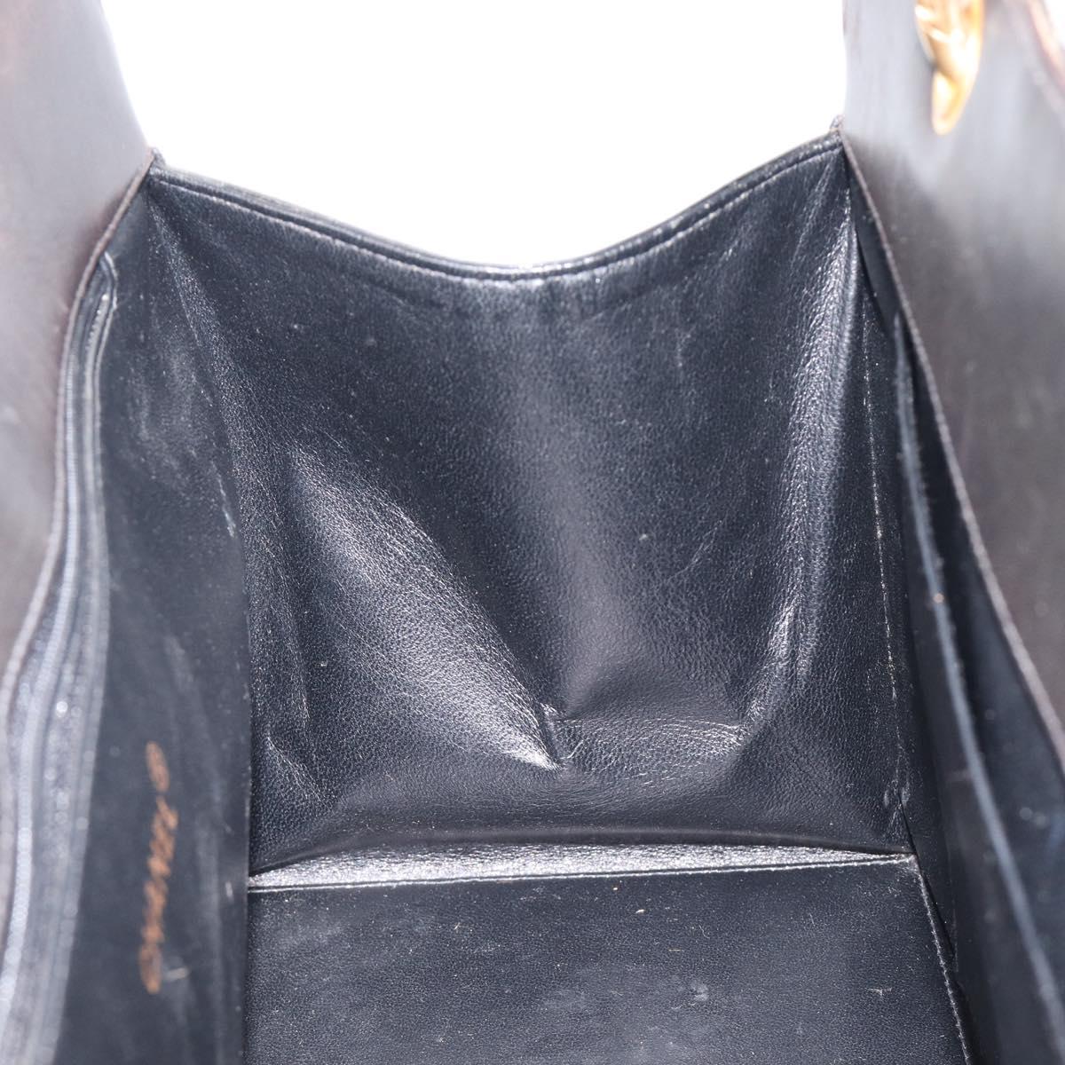 CHANEL Matelasse Chain Hand Bag Patent Leather Black Gold CC Auth 211950
