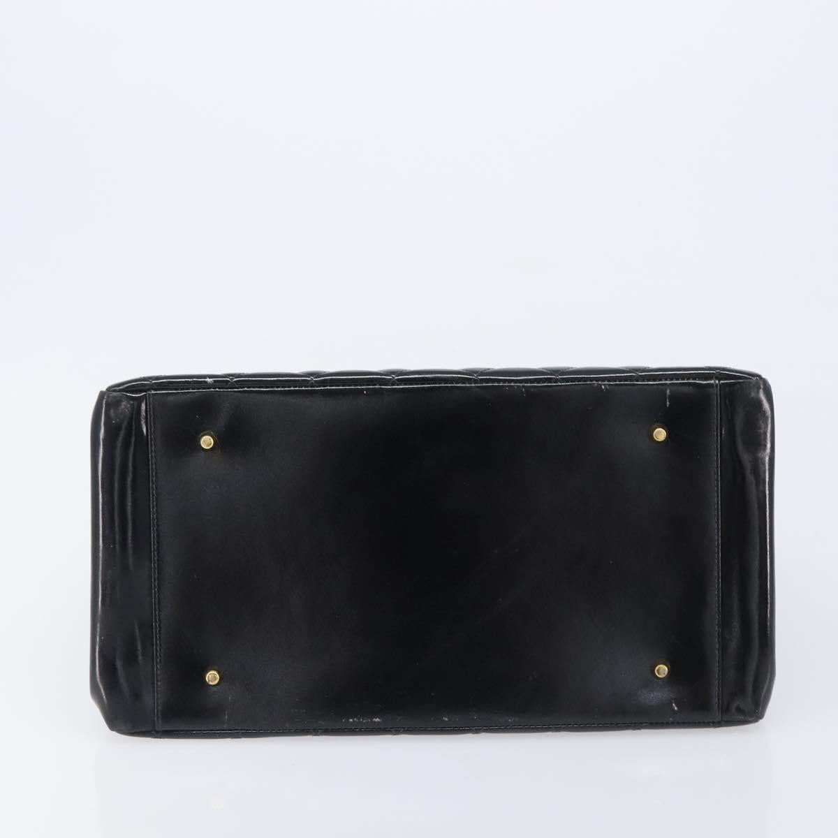 CHANEL Matelasse Chain Hand Bag Patent Leather Black Gold CC Auth 211950