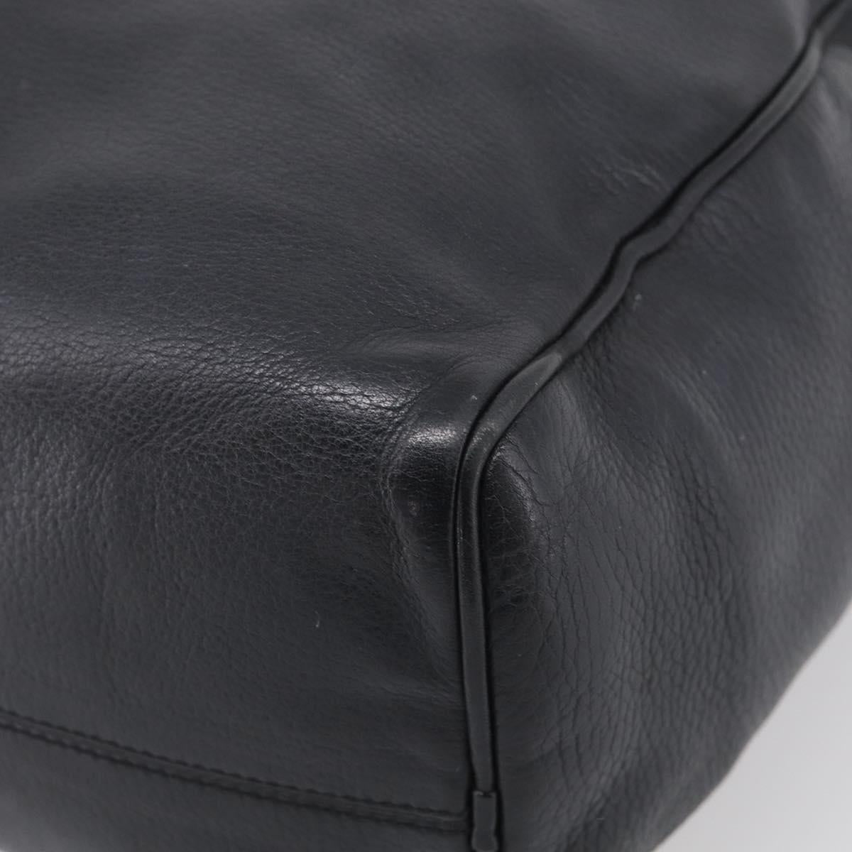 LOEWE Hand Bag Leather 2way Black Gold Auth 211953A
