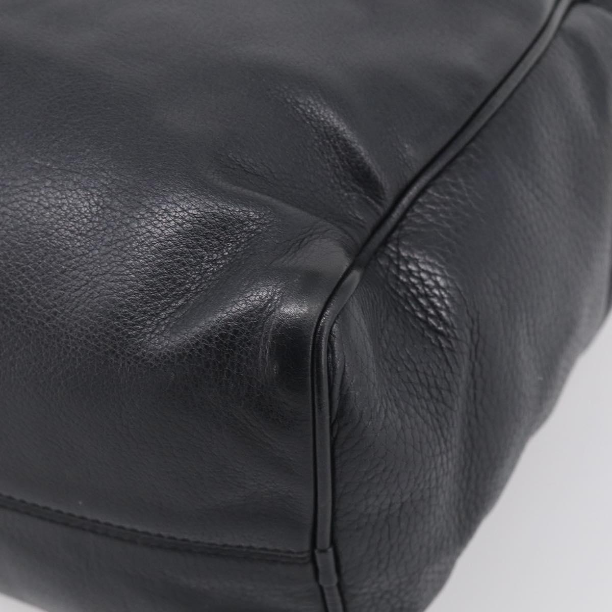 LOEWE Hand Bag Leather 2way Black Gold Auth 211953A