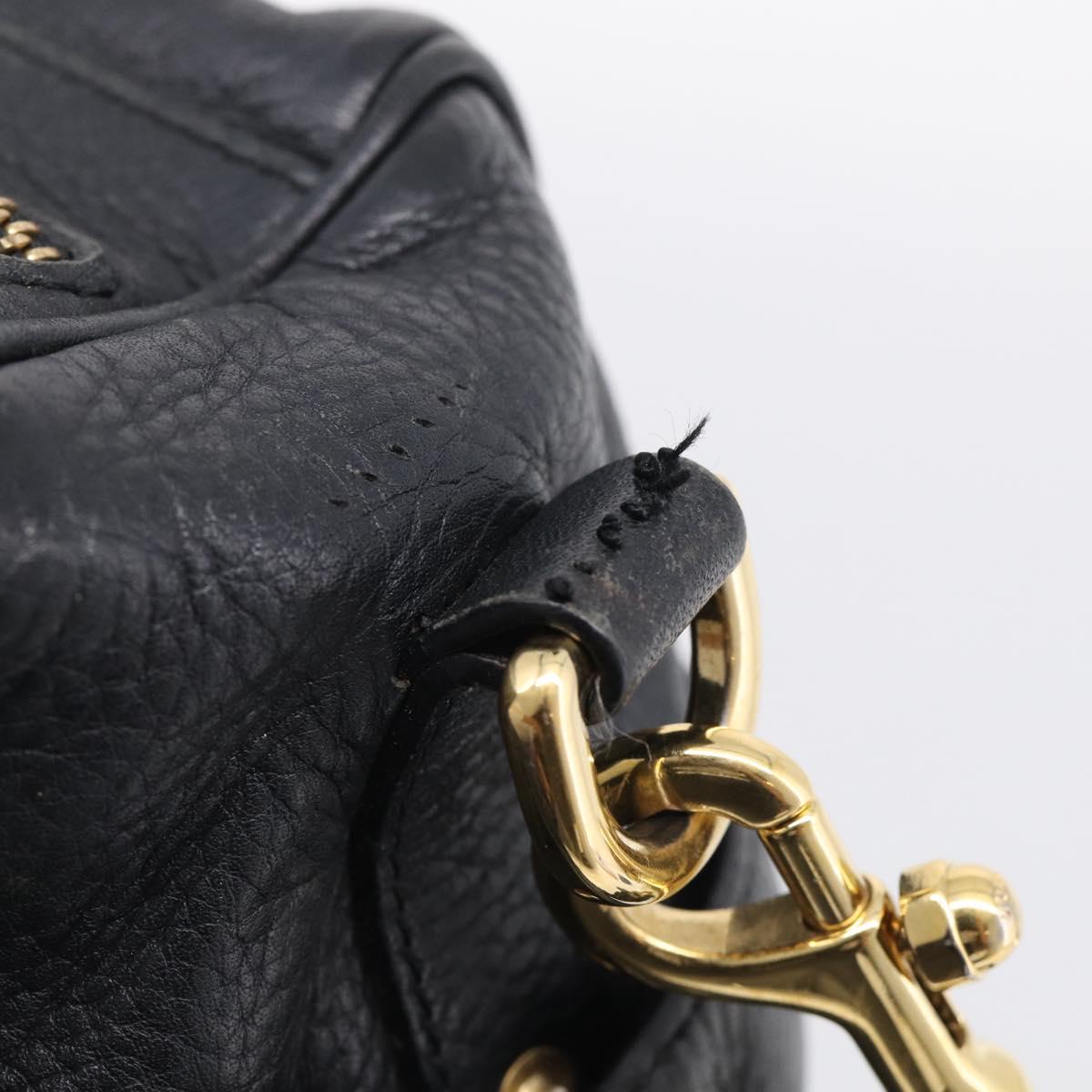 LOEWE Hand Bag Leather 2way Black Gold Auth 211953A