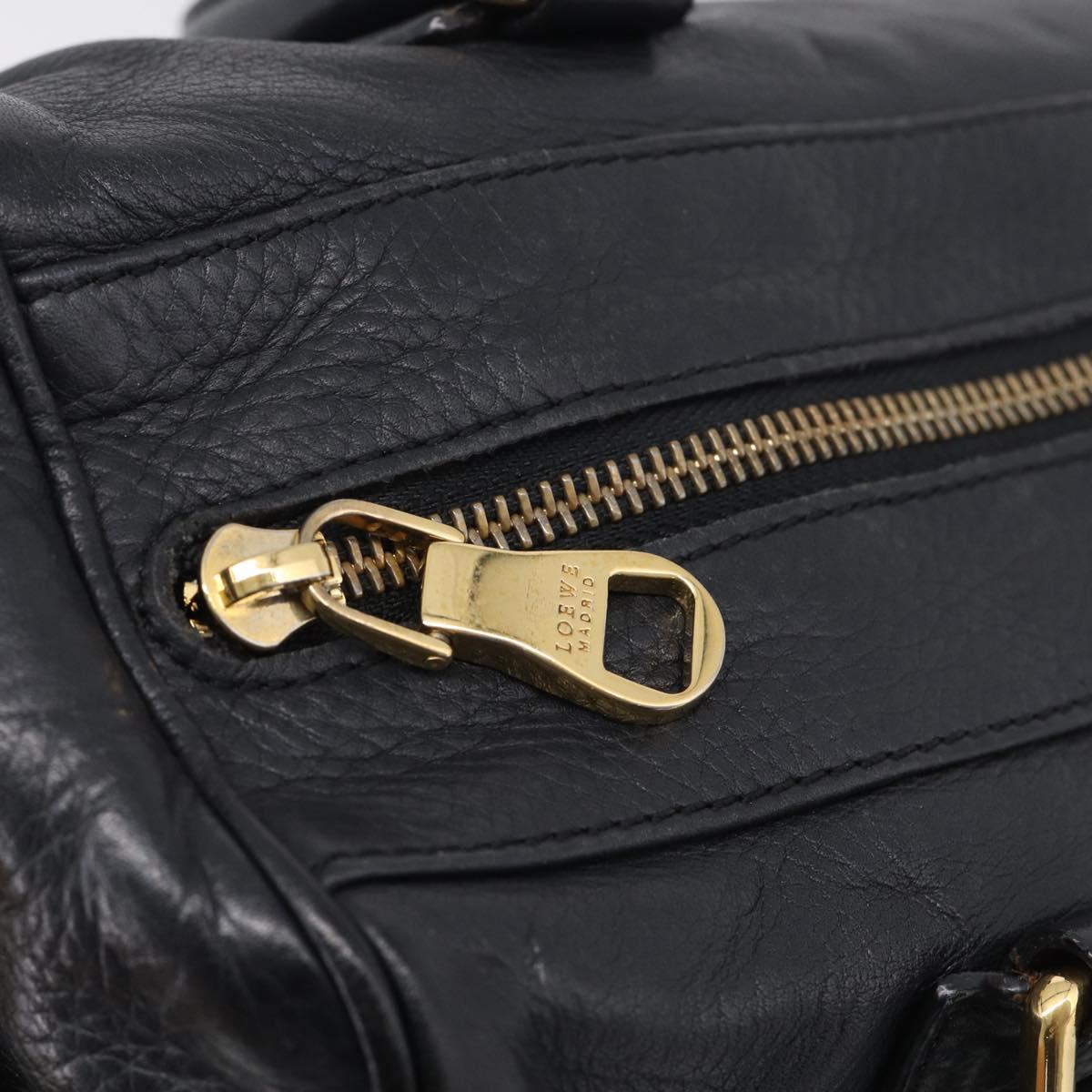 LOEWE Hand Bag Leather 2way Black Gold Auth 211953A