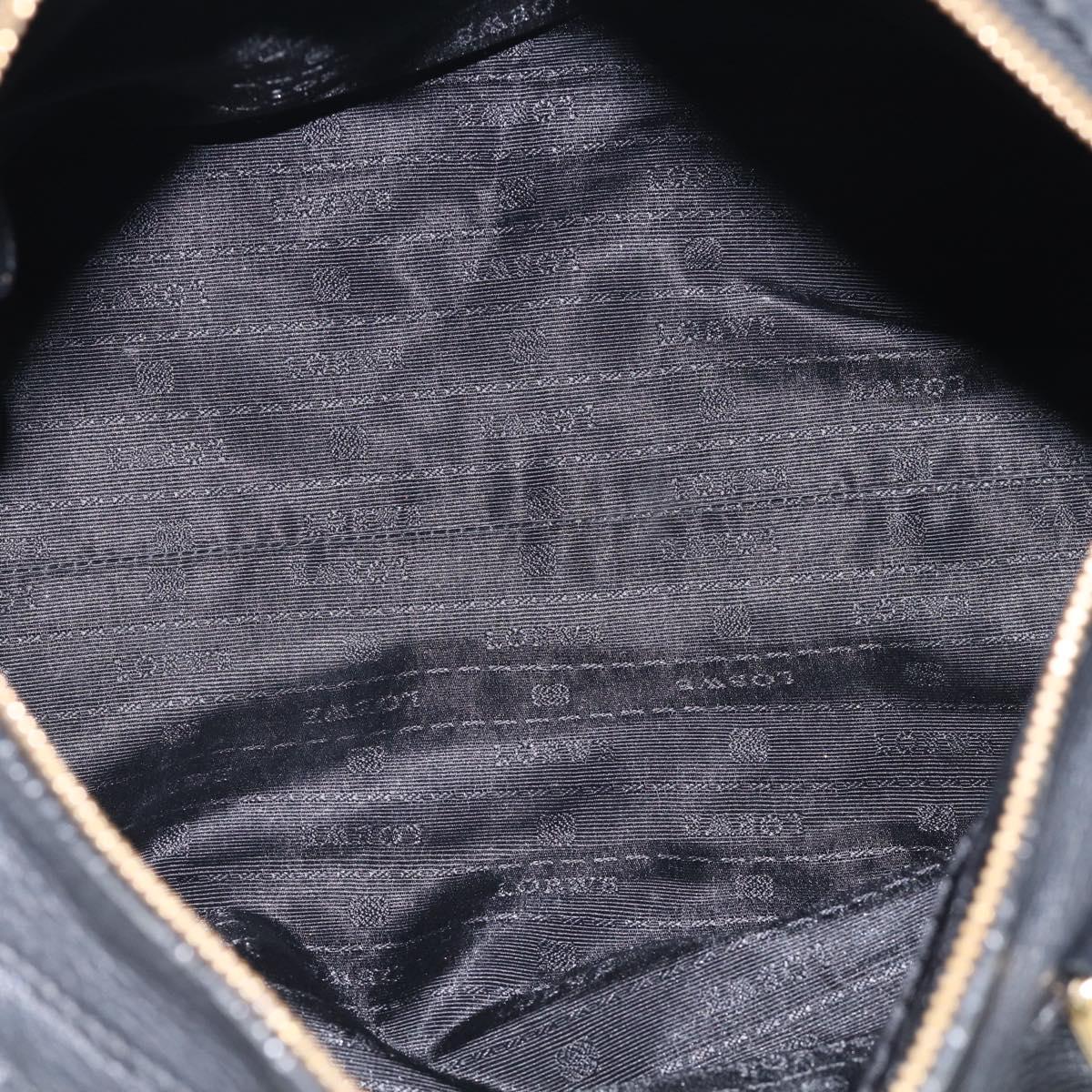 LOEWE Hand Bag Leather 2way Black Gold Auth 211953A
