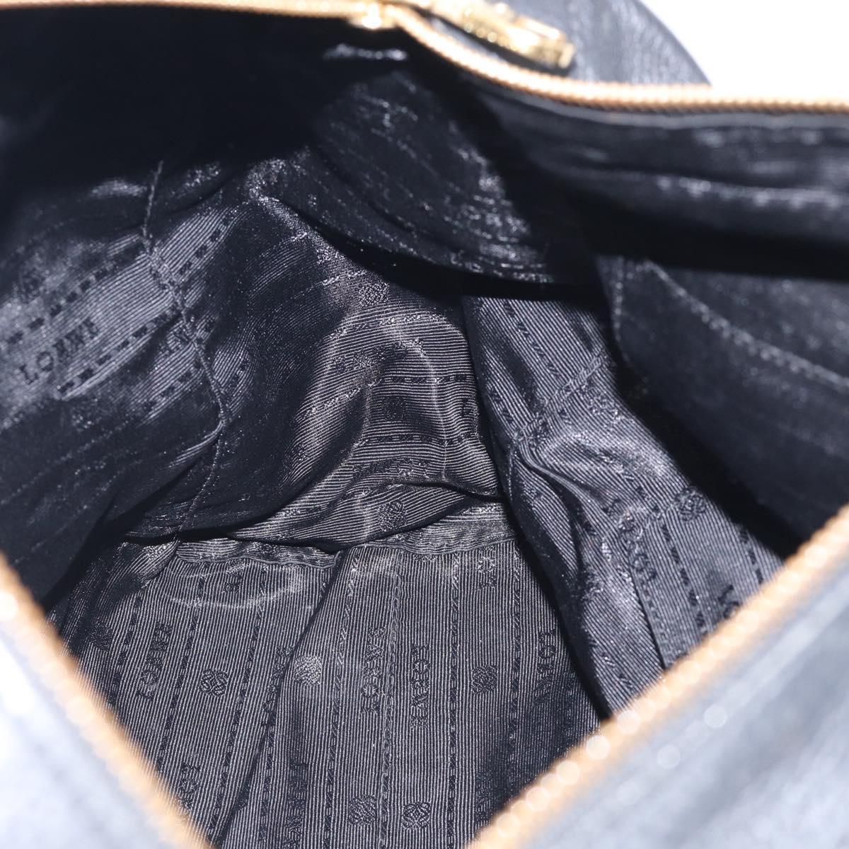 LOEWE Hand Bag Leather 2way Black Gold Auth 211953A