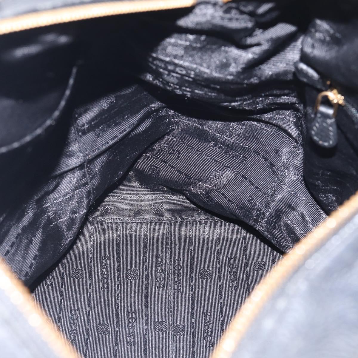 LOEWE Hand Bag Leather 2way Black Gold Auth 211953A