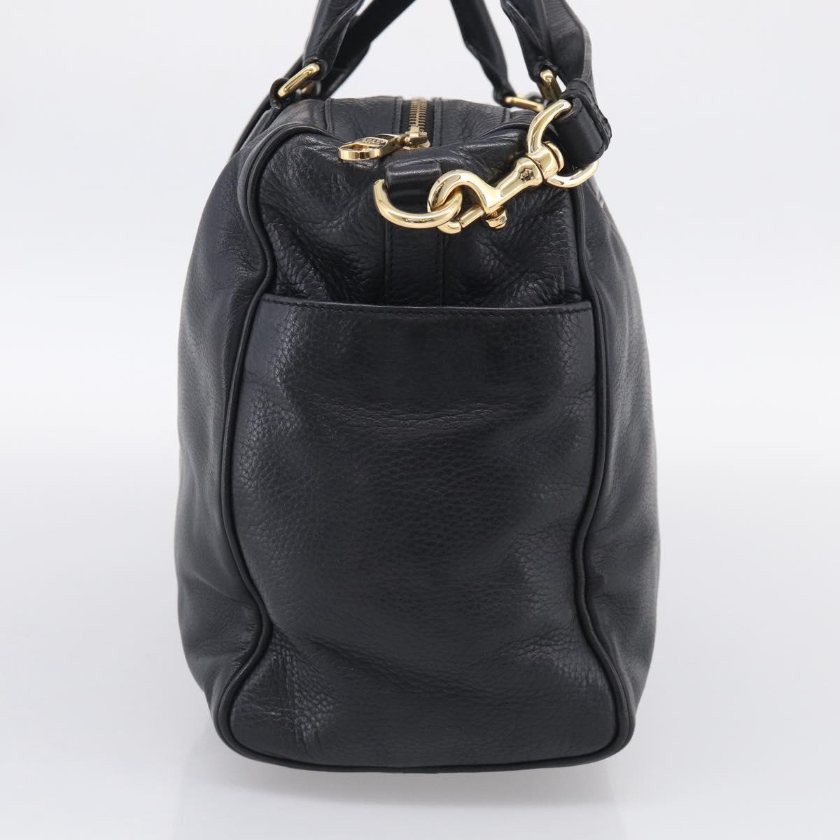 LOEWE Hand Bag Leather 2way Black Gold Auth 211953A