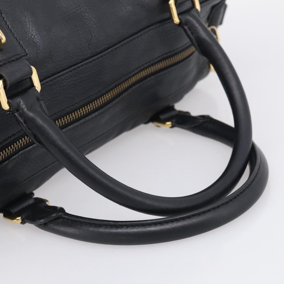 LOEWE Hand Bag Leather 2way Black Gold Auth 211953A