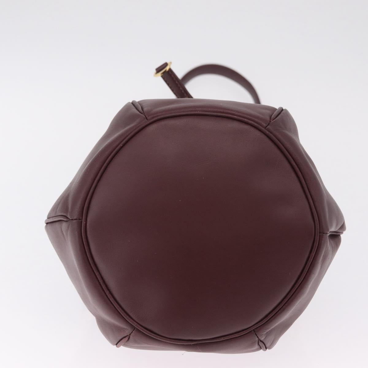 Cartier Must Line Shoulder Bag Leather Bordeaux Gold Auth 211954