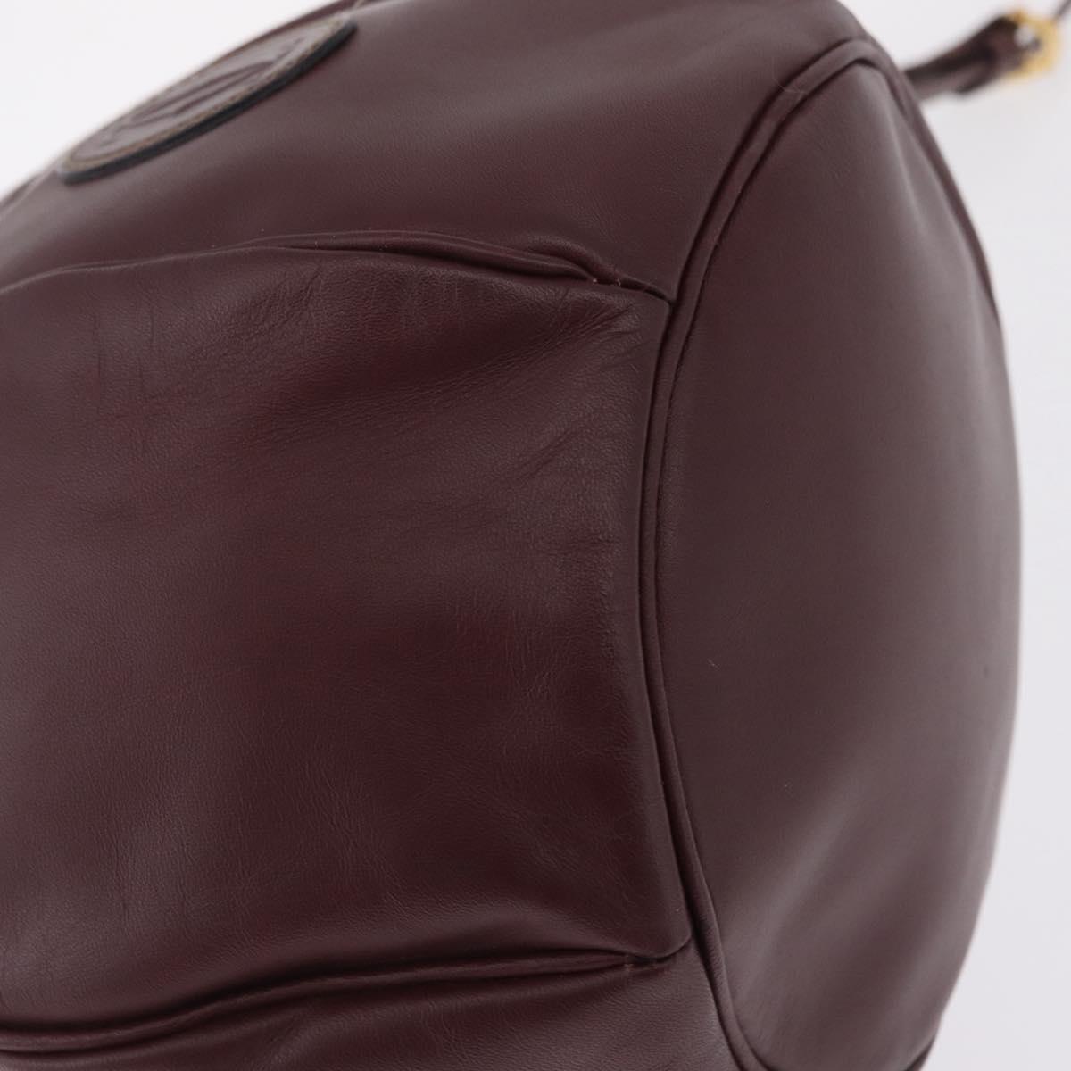 Cartier Must Line Shoulder Bag Leather Bordeaux Gold Auth 211954