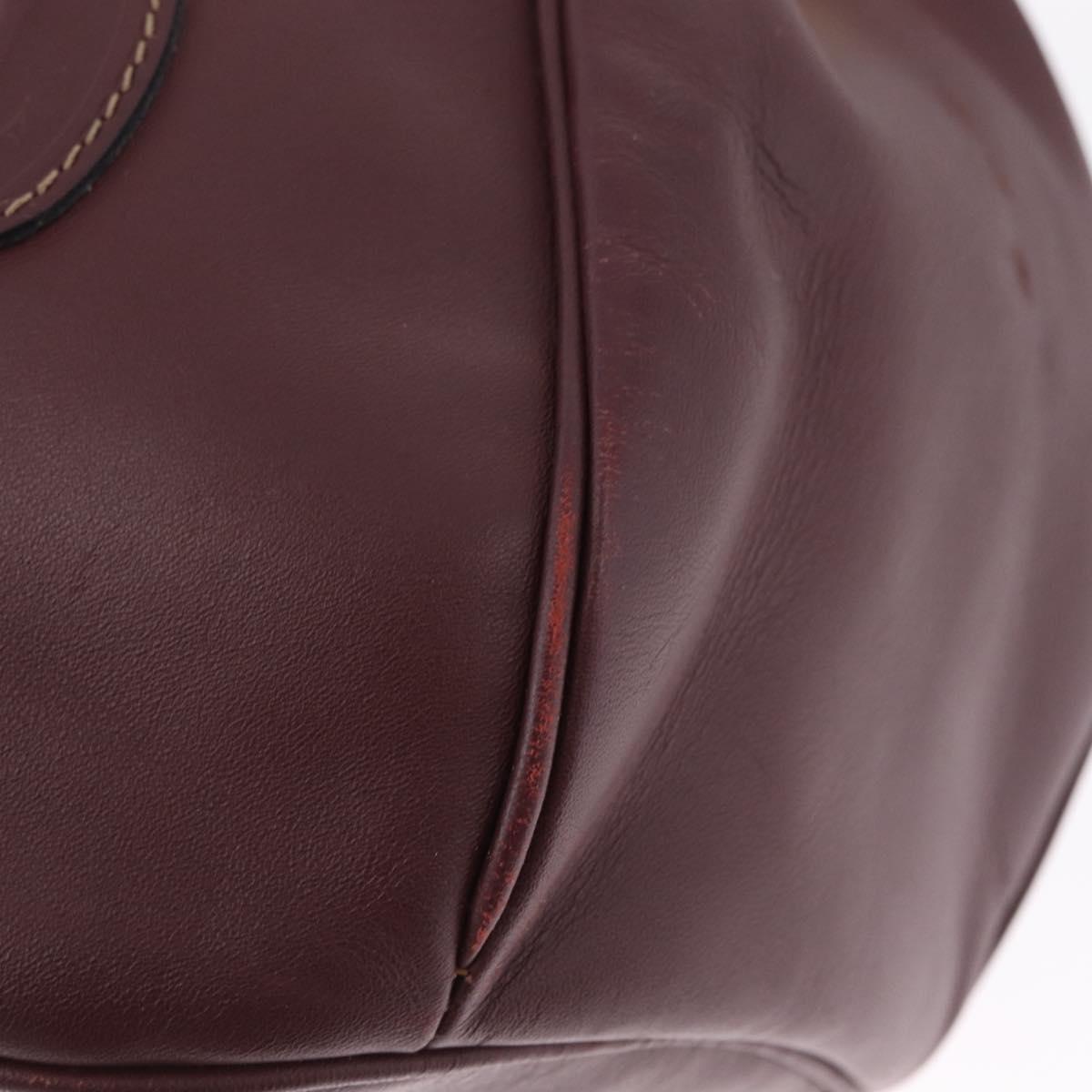 Cartier Must Line Shoulder Bag Leather Bordeaux Gold Auth 211954