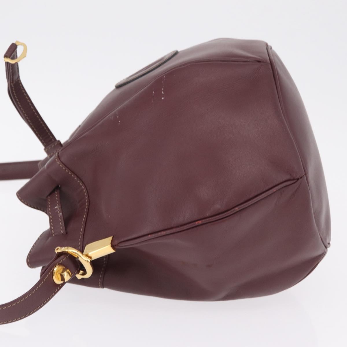 Cartier Must Line Shoulder Bag Leather Bordeaux Gold Auth 211954