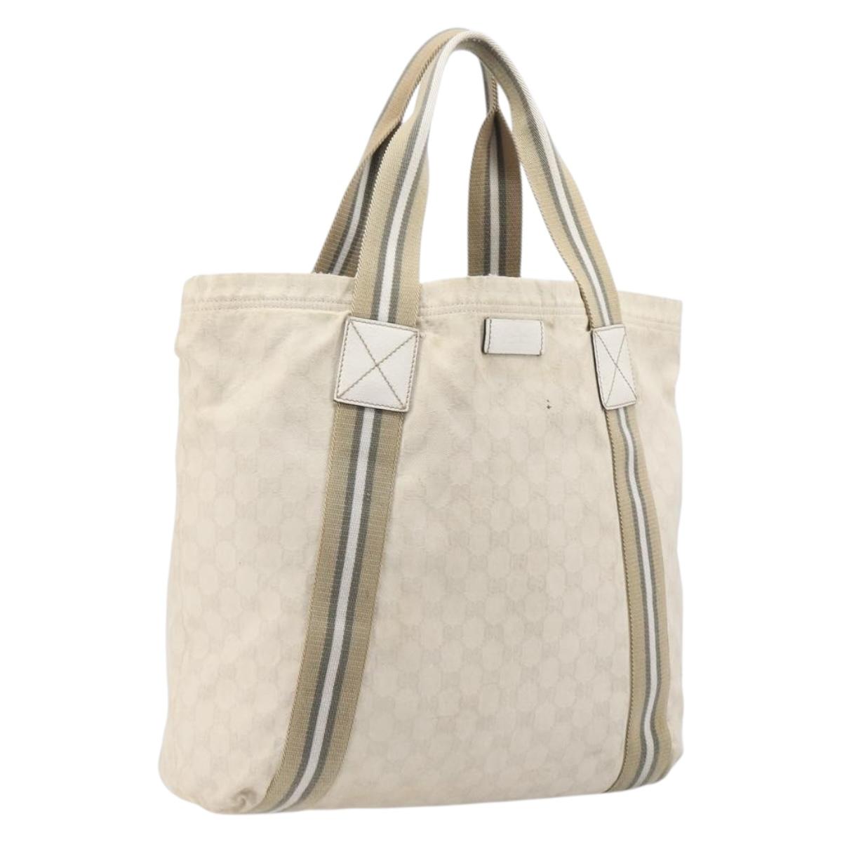 GUCCI GG Canvas Sherry Line Tote Bag Beige 189669 Auth 211957