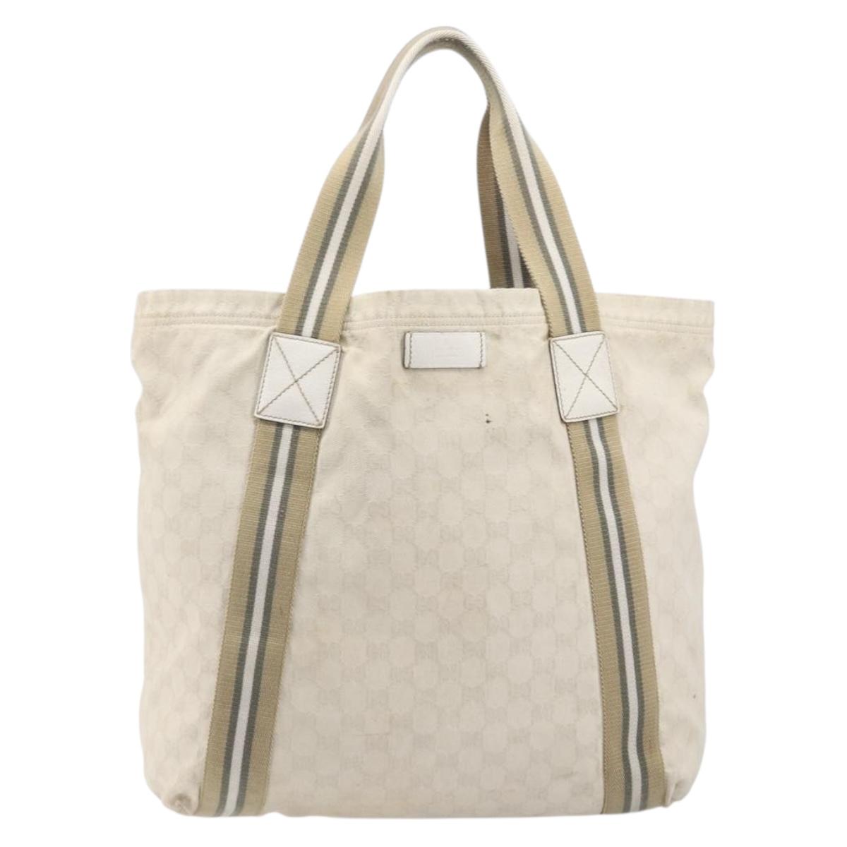 GUCCI GG Canvas Sherry Line Tote Bag Beige 189669 Auth 211957