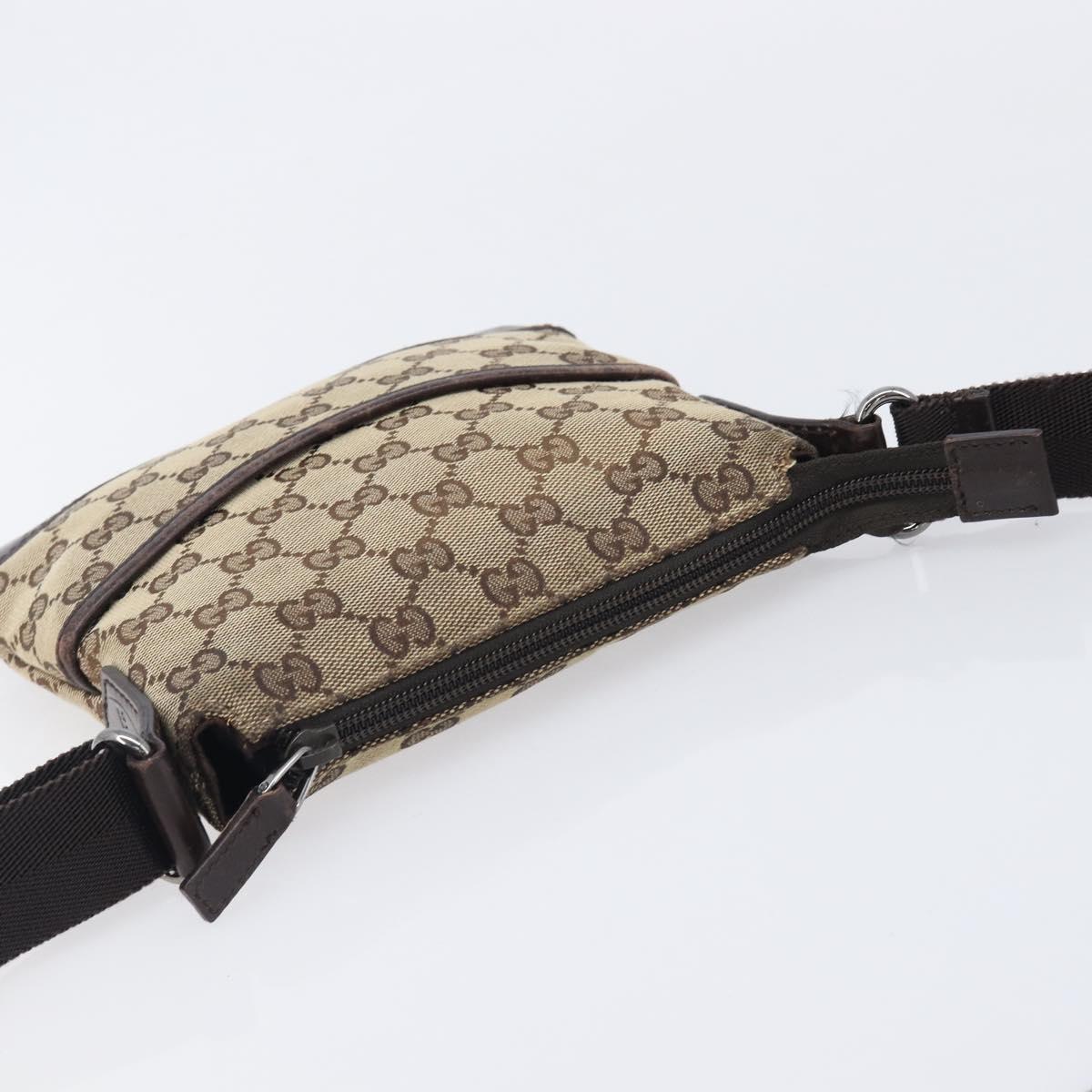 GUCCI GG Canvas Shoulder Bag Beige Silver 147671 Auth 211962