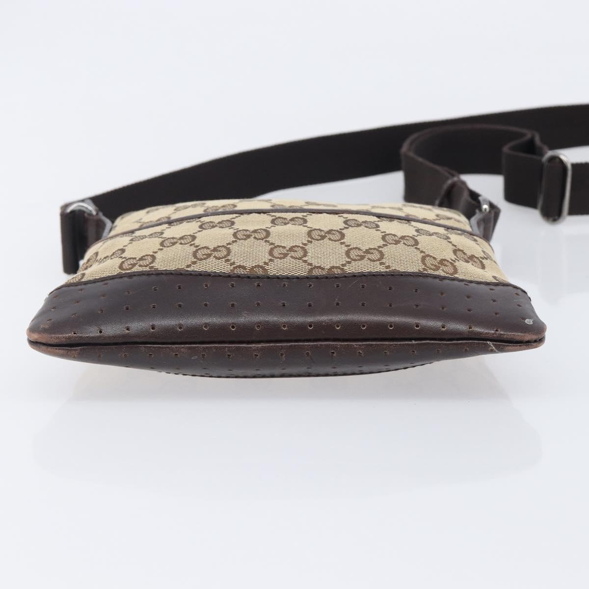 GUCCI GG Canvas Shoulder Bag Beige Silver 147671 Auth 211962