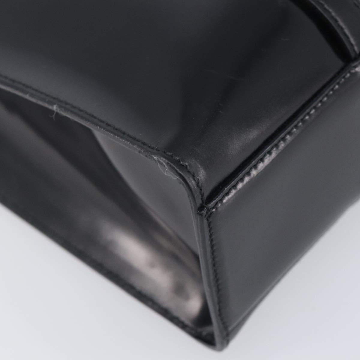PRADA Hand Bag Patent Leather Black Silver Auth 211963