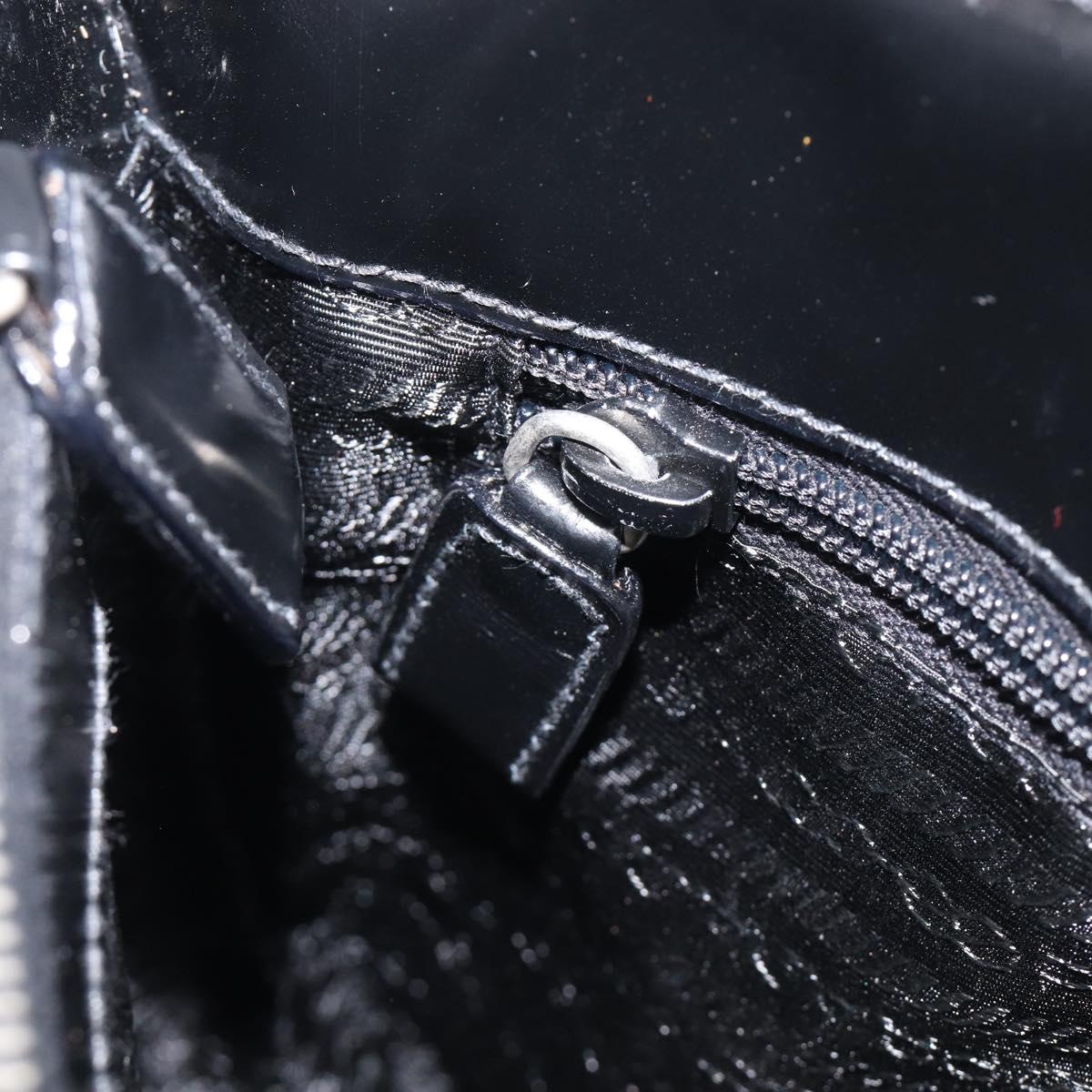 PRADA Hand Bag Patent Leather Black Silver Auth 211963