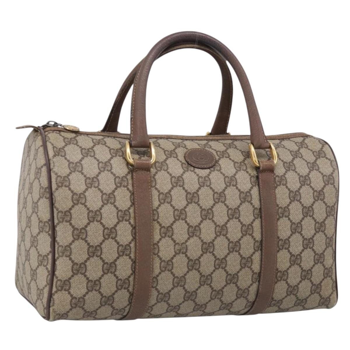 GUCCI GG Supreme Tote Bag PVC Beige Gold Auth 211965