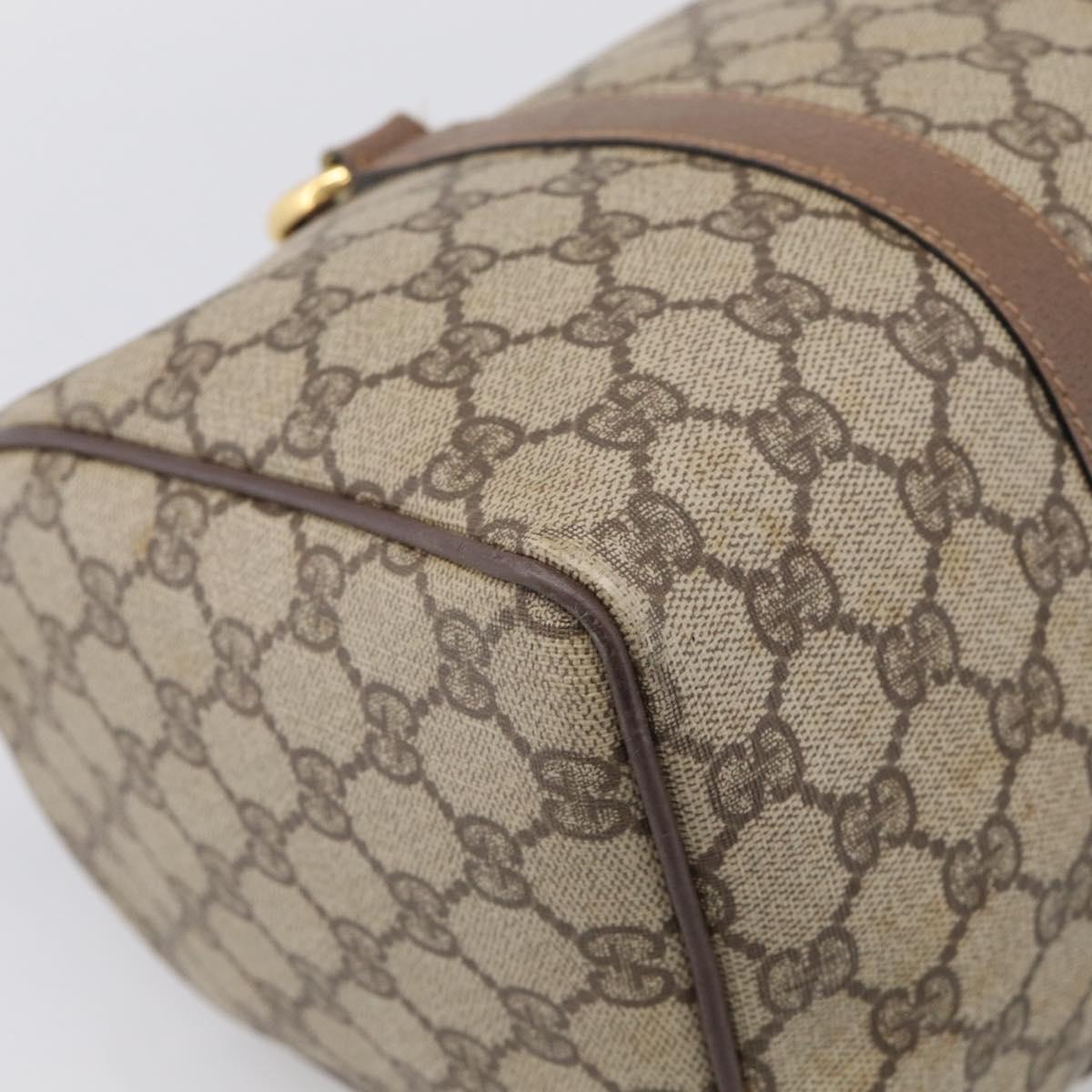 GUCCI GG Supreme Tote Bag PVC Beige Gold Auth 211965