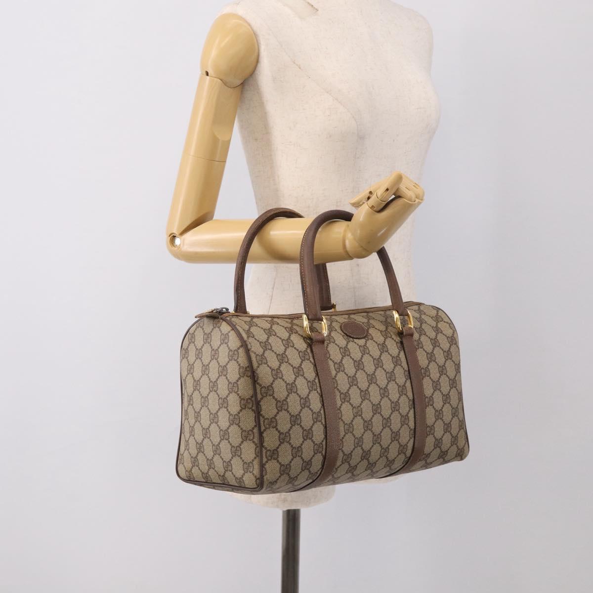 GUCCI GG Supreme Tote Bag PVC Beige Gold Auth 211965
