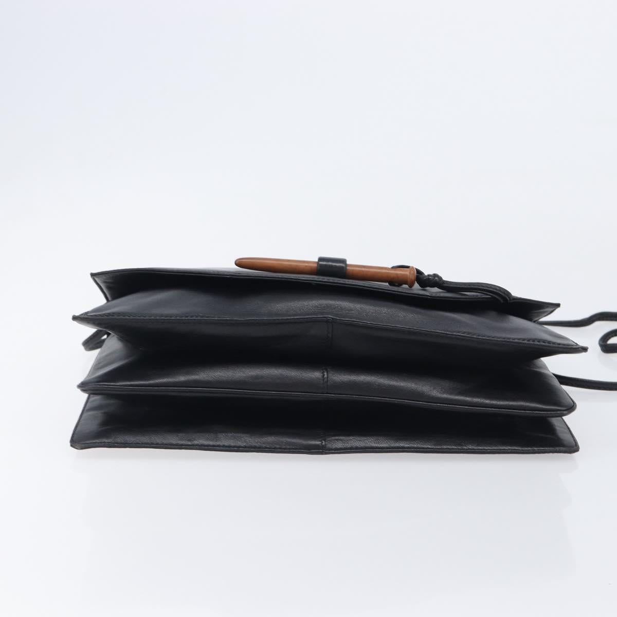 LOEWE Shoulder Bag Leather Black Auth 211966