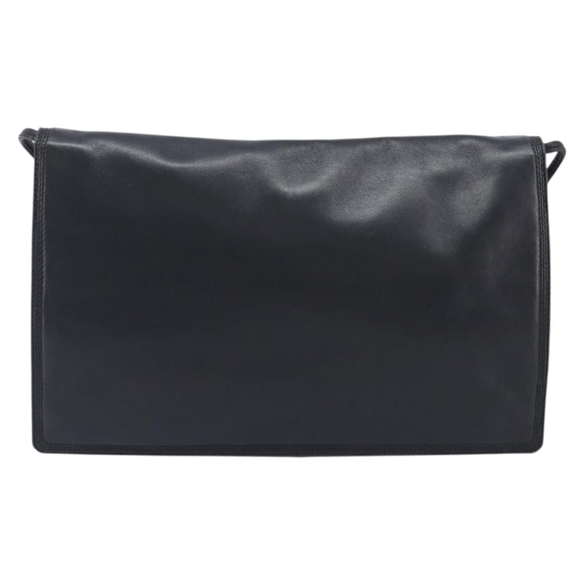 LOEWE Shoulder Bag Leather Black Auth 211966