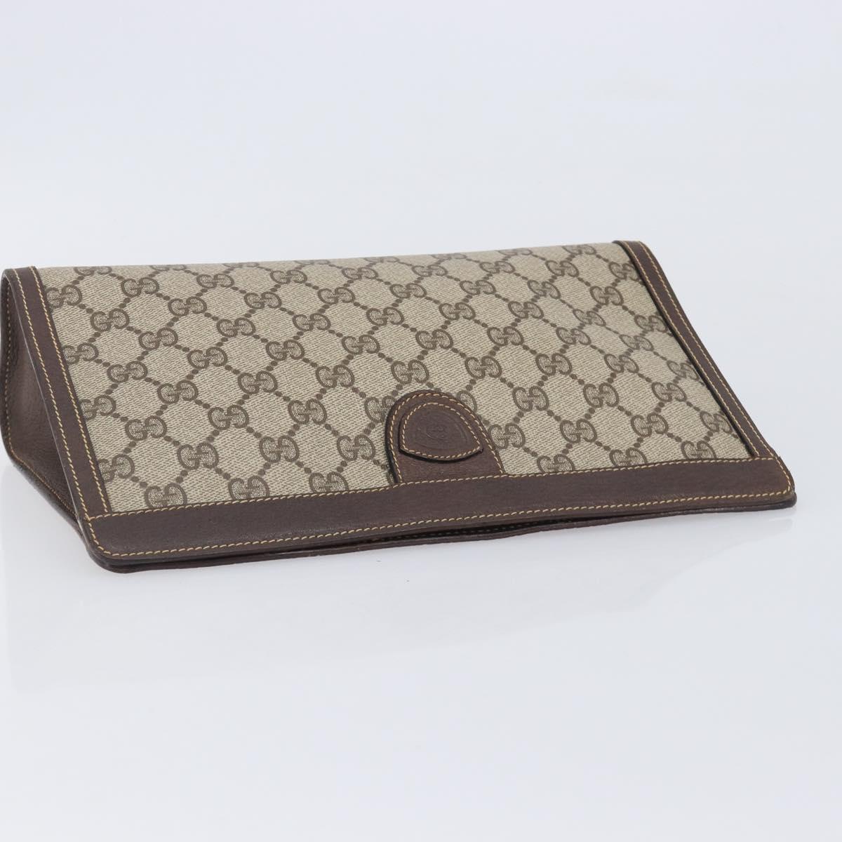 GUCCI GG Supreme Clutch Bag PVC Beige 014 89 0102 Auth 211971