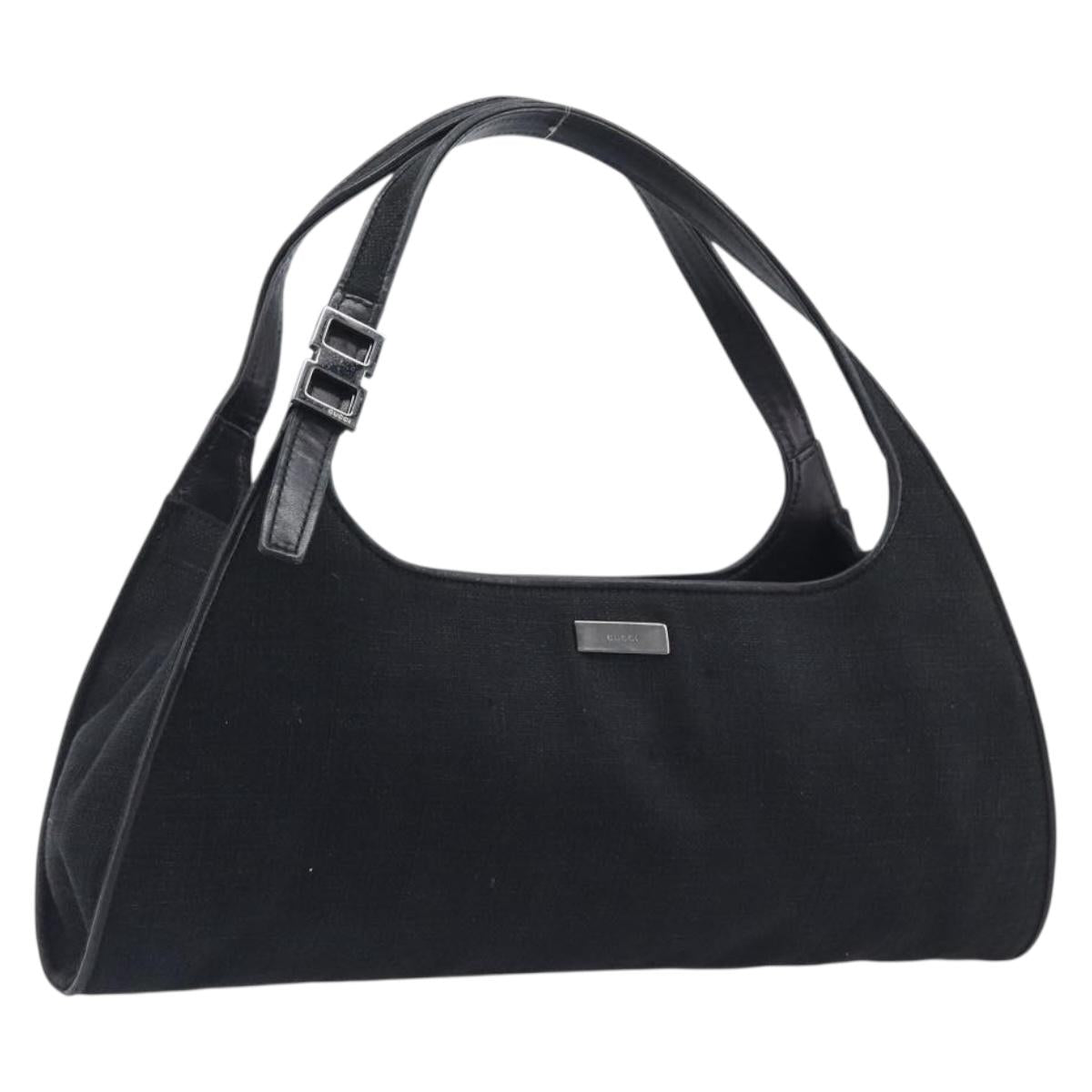 GUCCI Hand Bag Canvas Black Silver 001 4243 Auth 211972A
