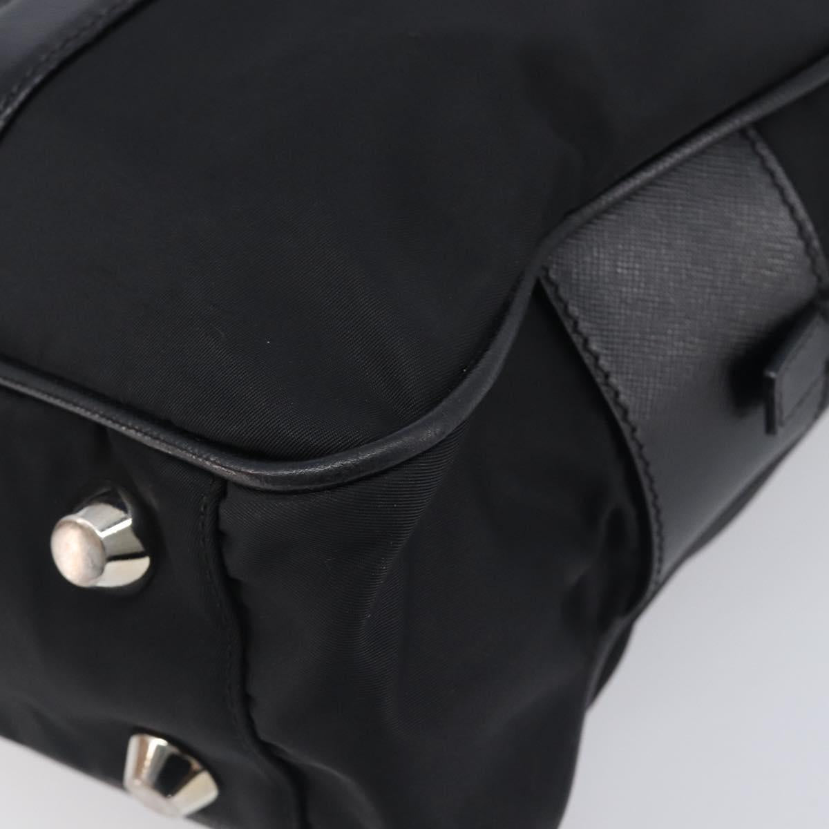 PRADA Business Bag Nylon Black Silver Auth 211973A