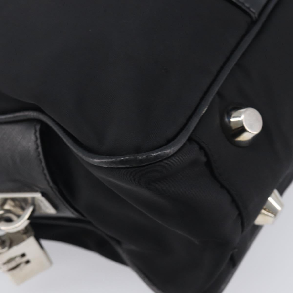 PRADA Business Bag Nylon Black Silver Auth 211973A