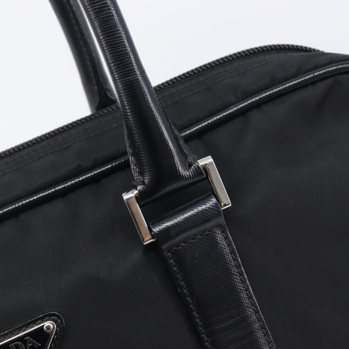PRADA Business Bag Nylon Black Silver Auth 211973A
