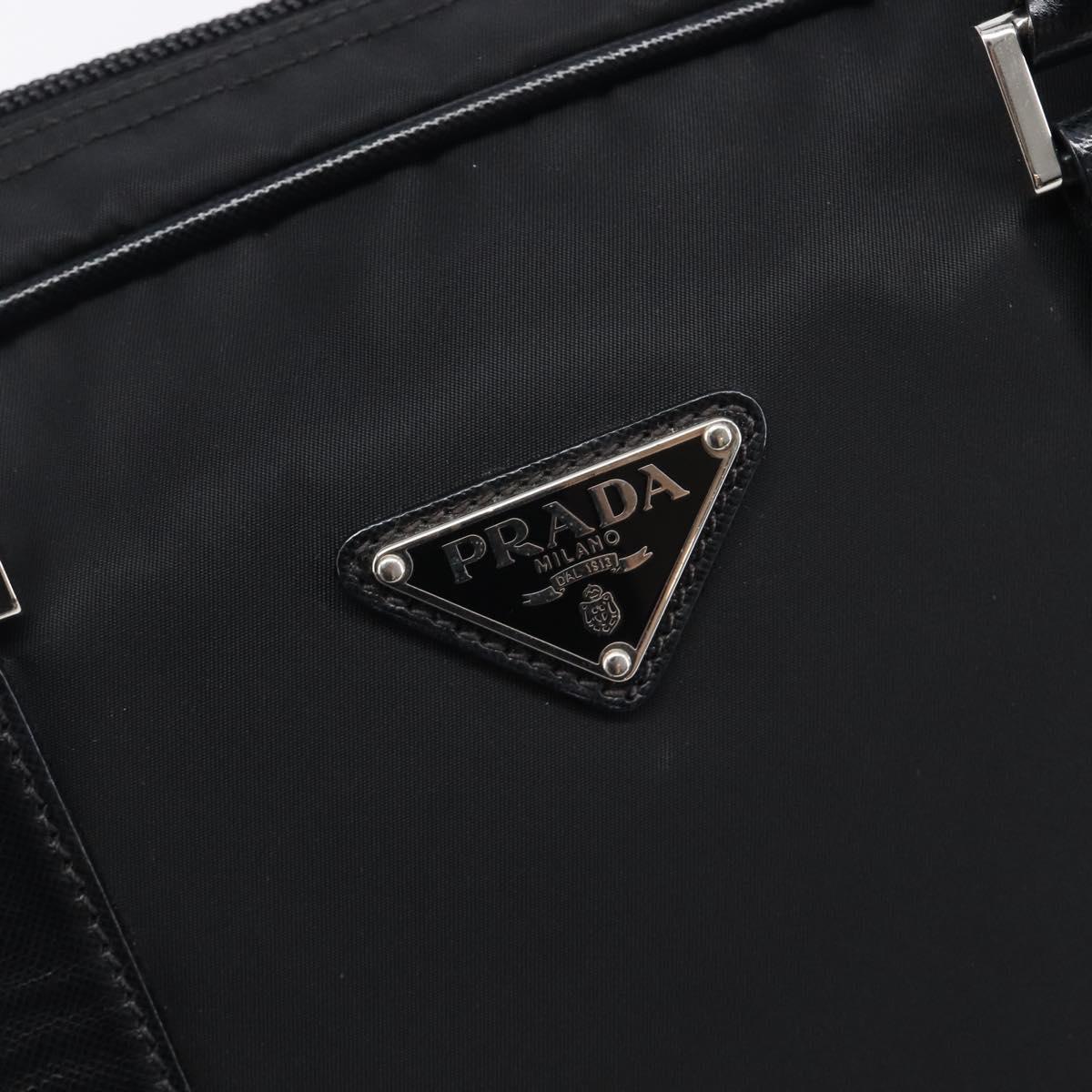 PRADA Business Bag Nylon Black Silver Auth 211973A