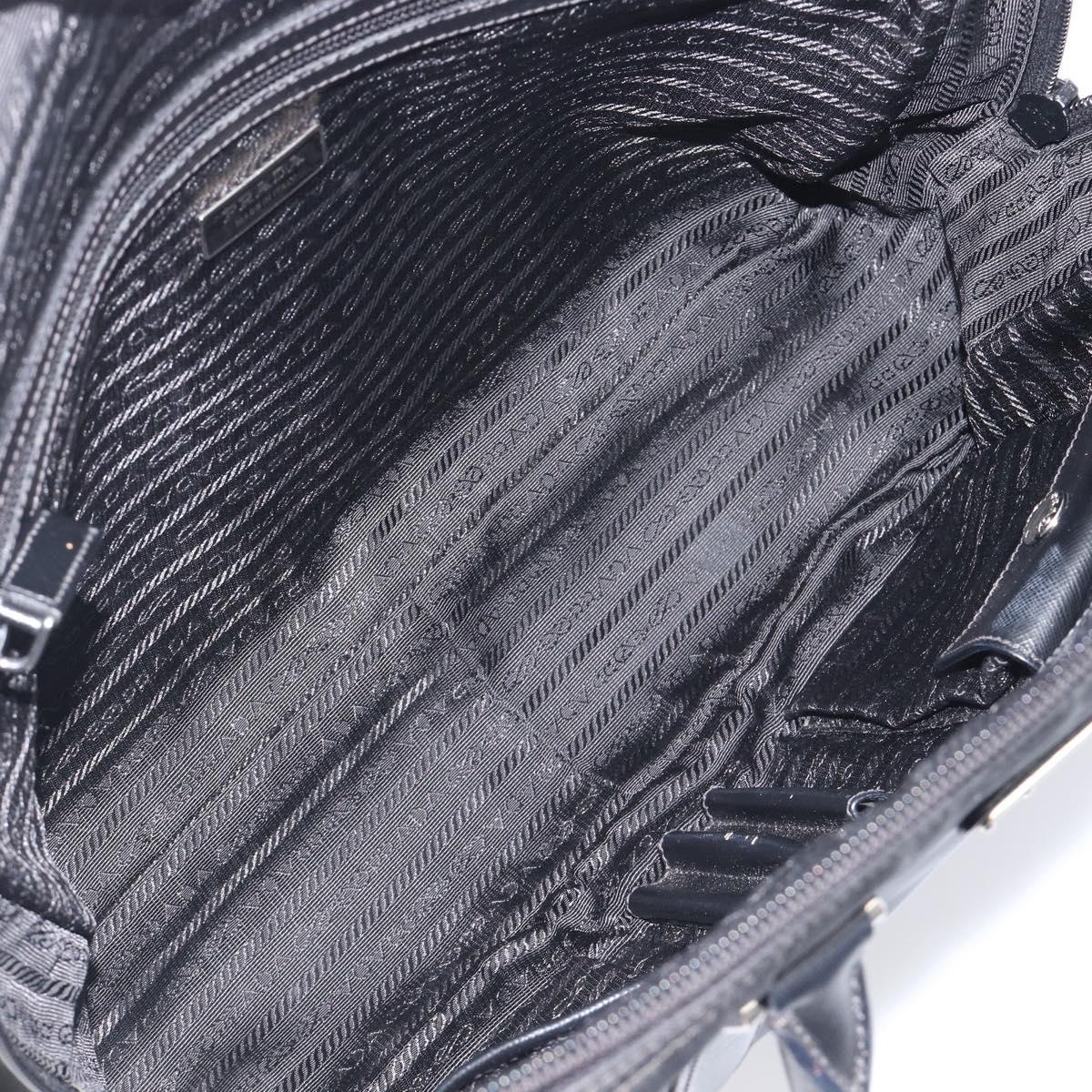 PRADA Business Bag Nylon Black Silver Auth 211973A