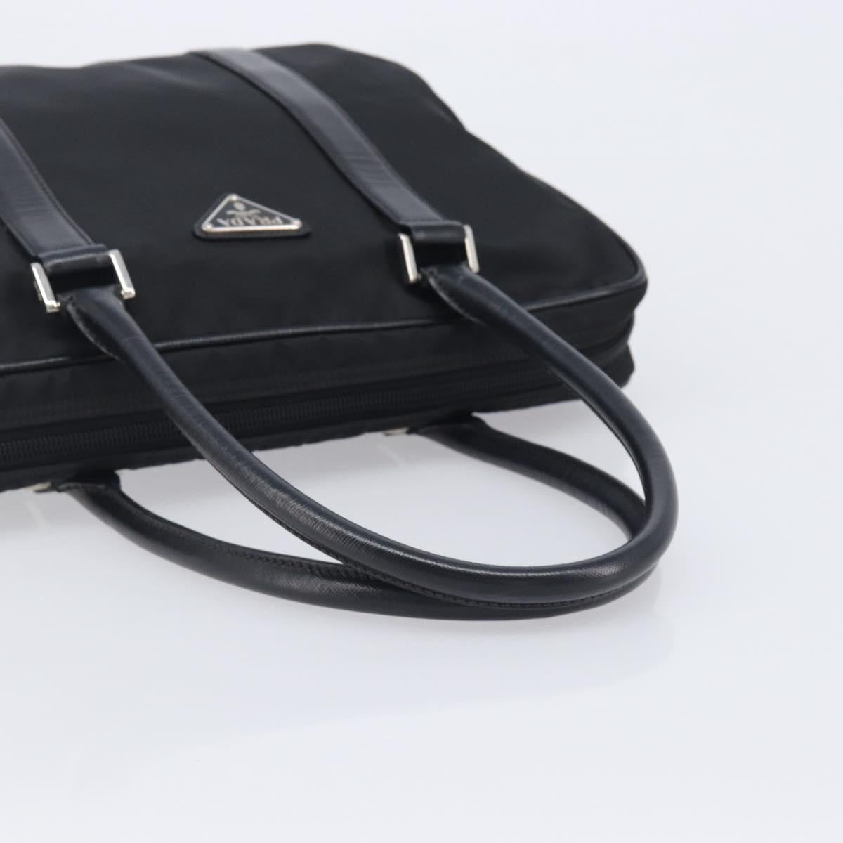 PRADA Business Bag Nylon Black Silver Auth 211973A