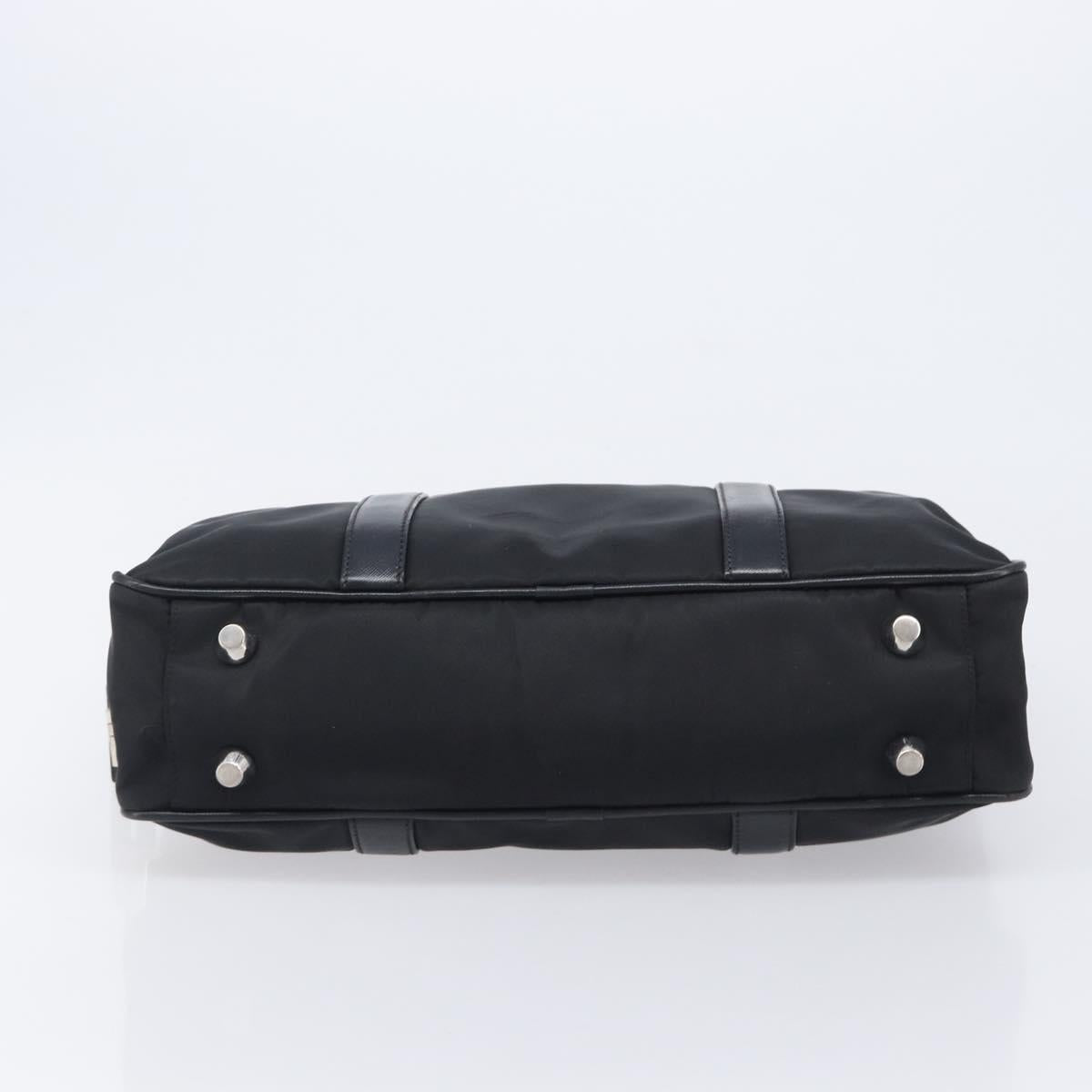 PRADA Business Bag Nylon Black Silver Auth 211973A
