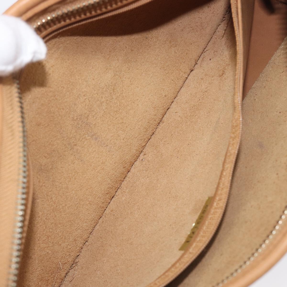 Coach Shoulder Bag Leather Beige Silver Auth 211975
